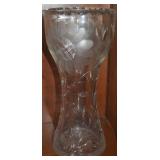 Antique Cut & Etched Glass Vase 12" Tall