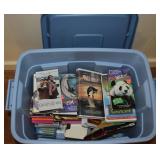 Rubbermaid Roughneck Lidded Tote w/ VHS Tapes+