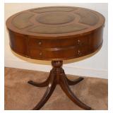 Antique Duncan Phyfe Leather Top Mahogany Drum