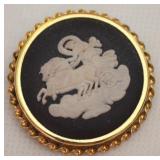 Vtg Wedgwood Black Jasperware Cameo Pendant