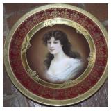 Antique Amicitia Dresden Porcelain Portrait Plate