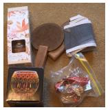 Misc Lot w/ Handcrafted Paddles, Candle, Cookie