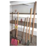 Lot of Lawn & Garden Tools w/ 3 Tine Rack, Kids