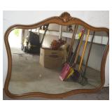 Vintage Wall Mirror w/Carved Seashell Accent