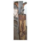Vintage Soft-Sided Golf Bag w/ JW Brassie Drivers