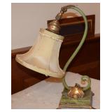 Verdigris & Brass Art Nouveau w/ Marble Desk Lamp