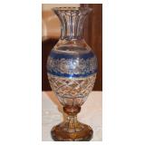 Antique Bohemian Cut Crystal Yellow & Blue Flash