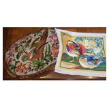 (2) Bird Motif Pillow Pcs w/ Mandarin Duck Top +