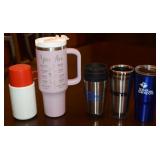 (5) Travel Mugs w/ Vintage Thermos +