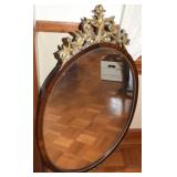 Antique Oval Wall Mirror w/ Gilt Accenting 40 x 25