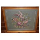 Gallery Gold Framed Needlepoint Lovebirds Artwork