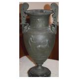 Bronze & Green Variegated Marble Krater Urn Vase