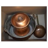 Box of Antique/Vintage Copper / Mixed Kitchenware