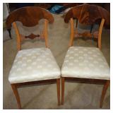 (2) Antique Biedermeier Blonde Walnut Side Chairs