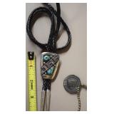 Vtg FP Native American Signed Sterling Turquoise