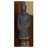 Vintage Clay Chinese Warrior Figure 6.5" tall