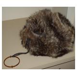Antique Striped Rabbit Muff 11.5" Wide Good Lining