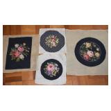 (4) Vtg Needlepoint Pillow Tops