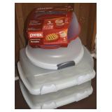 (4) Portable Food Storage Pcs w/ Pyrex 3pc Pie +