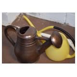 (2) Watering Cans w/ Vtg Vitri Germany Yellow
