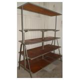 Vintage Wood & Aluminum Graduated 4 Tier Shelf