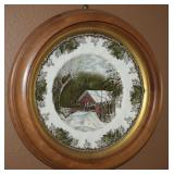Framed Johnson Bros The Covered Bridge Dinner Plat