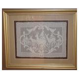 Framed Crocheted Deer in Woods Wall Art 35 x 28.75
