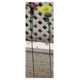 (2) Blown Art Glass Flower Hummingbird Feeders