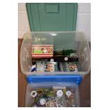 Lidded Tote of: Spreaders, Glass Bottles +