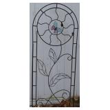Black Wrought Iron Stained Glass Butterfly Trellis