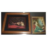 (2) Framed Wall Art Prints w/ Lithograph & Cat