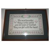 Framed Needlepoint "Beautiful Things" Prose Wall