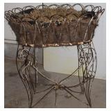 Weathered White Painted Metal Flower Box Stand