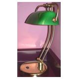 Contempo Green Glass Shade & Brass Desk Lamp