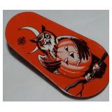 US Metal Toy Co Halloween Tin Litho Owl Noisemaker