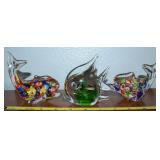 (3) Contempo Blown Art Glass Tropical Fish Figures