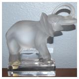 Lalique France Frosted Crystal Elephant Statue