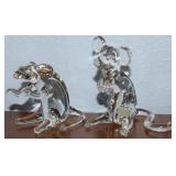(2) Studio Art Glass Mouse Figures w/ DCB Signed