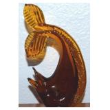 MCM Pilgrim Amber Blown Art Glass Fish Figure