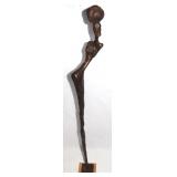 MCM Abstract Bronze Elongated Tribal Woman Statue