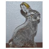 Antique J H Millstein Clear Glass Rabbit Candy