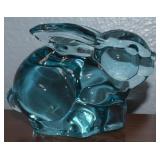 Sky Blue Art Glass Bunny Rabbit Figure 4w