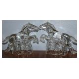Vtg Pair LE Smith Clear Glass Horse Bookends