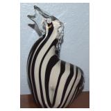 Vinci Art Glass Mod Zebra Figure 7.5" Tall