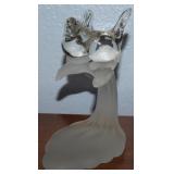 Vtg Frosted & Clear Art Glass Love Birds Statue
