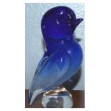 Vtg Seguso Murano Art Glass Blue Bird Paperweight