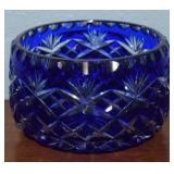 Bohemian Cobalt Blue Cut to Clear Crystal Bowl