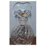 Vtg Crystal Swirl Perfume Bottle w/ Heart Stopper