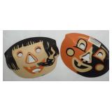 (2) Vtg Masklite Luminous Halloween Masks
