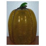 Blown Art Glass Pumpkin Autumn Accent 11.5t